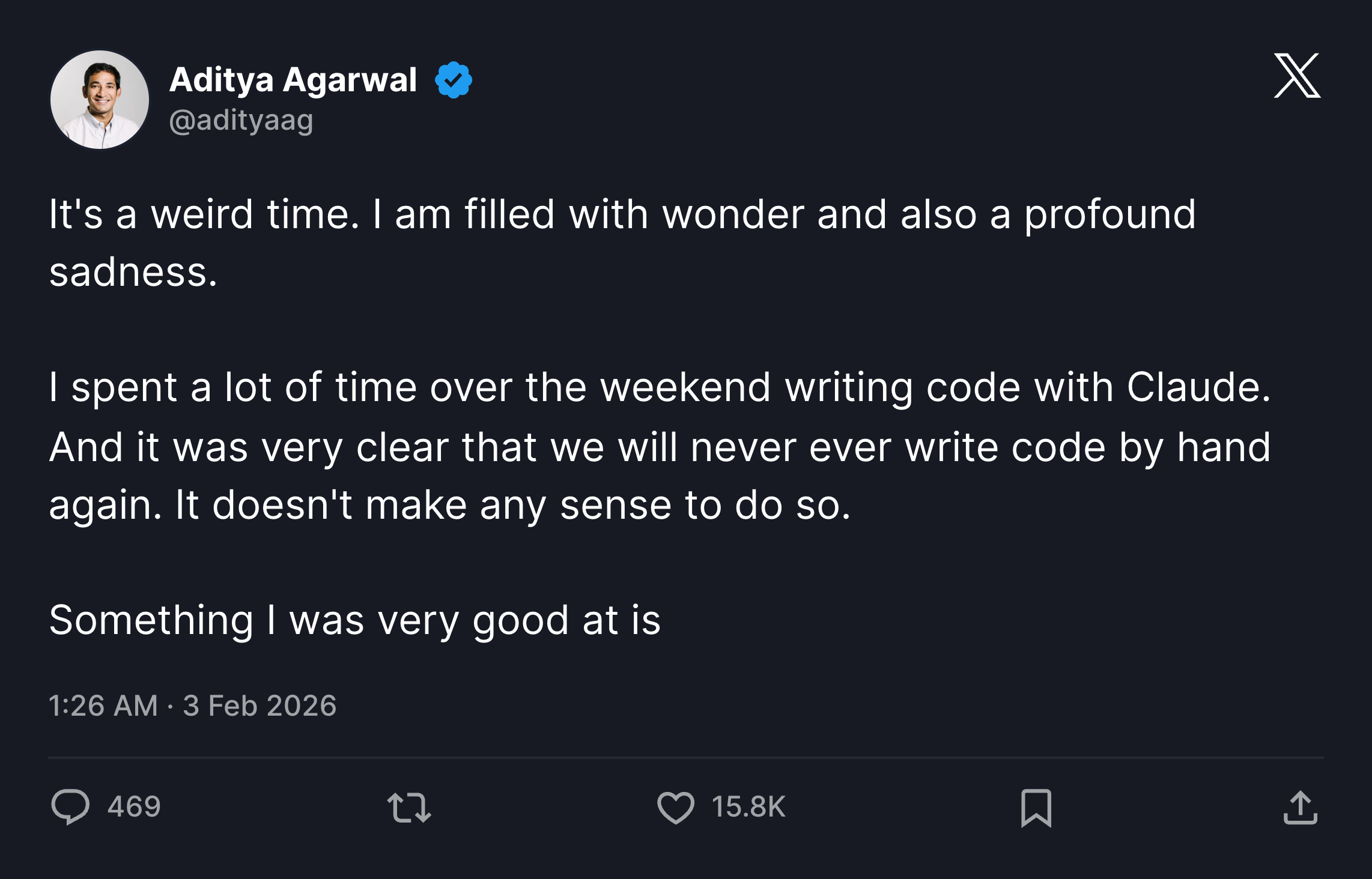 X post screenshot from Aditya Agarwal